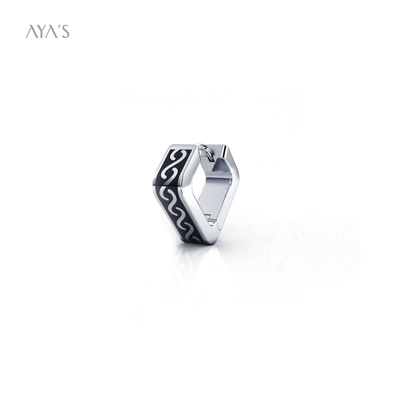 Kron Hoop Earring (Single Piece) | 925 Sterling Silver, Rhodium Plating & Glossy Finish