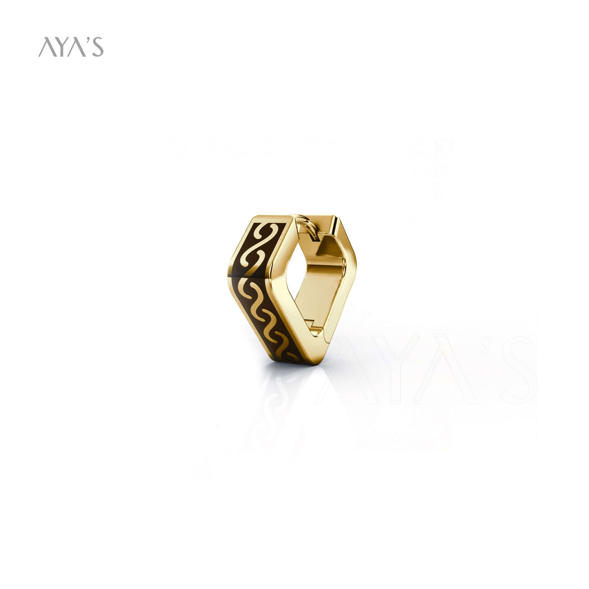 Kron Hoop Earring (Single Piece) | 925 Sterling Silver, Rhodium Plating & Glossy Finish