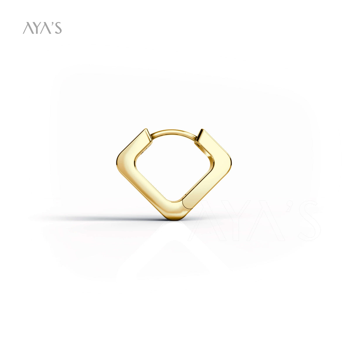 Kron Hoop Earring (Single Piece) | 925 Sterling Silver, Rhodium Plating & Glossy Finish