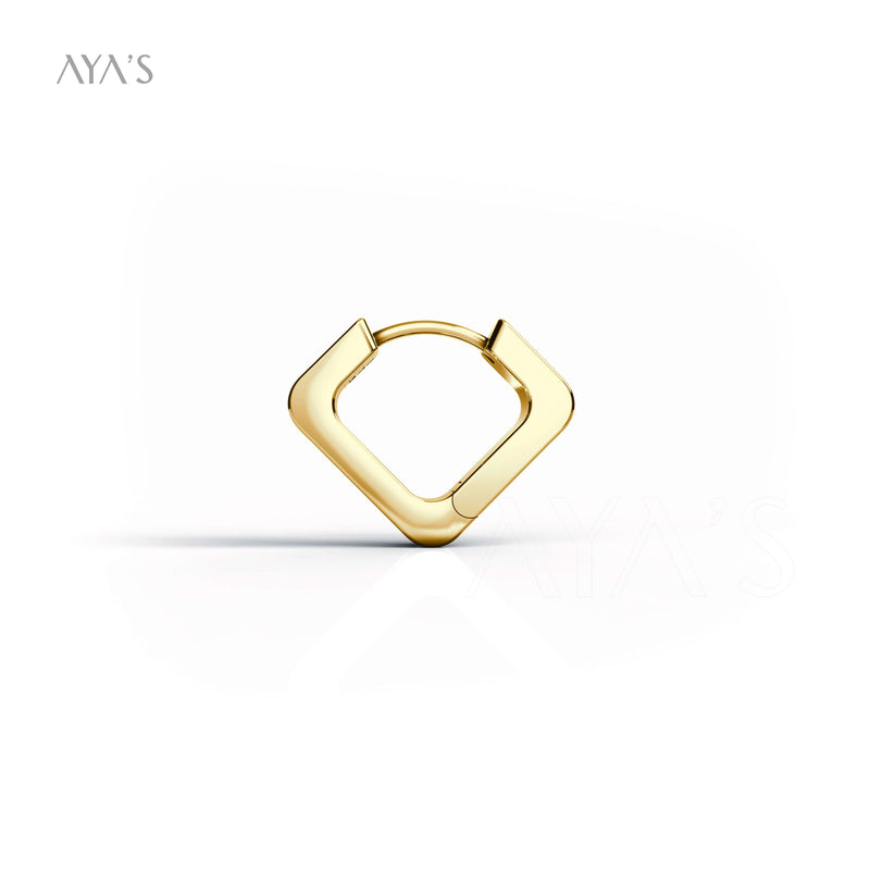 Kron Hoop Earring (Single Piece) | 925 Sterling Silver, Rhodium Plating & Glossy Finish