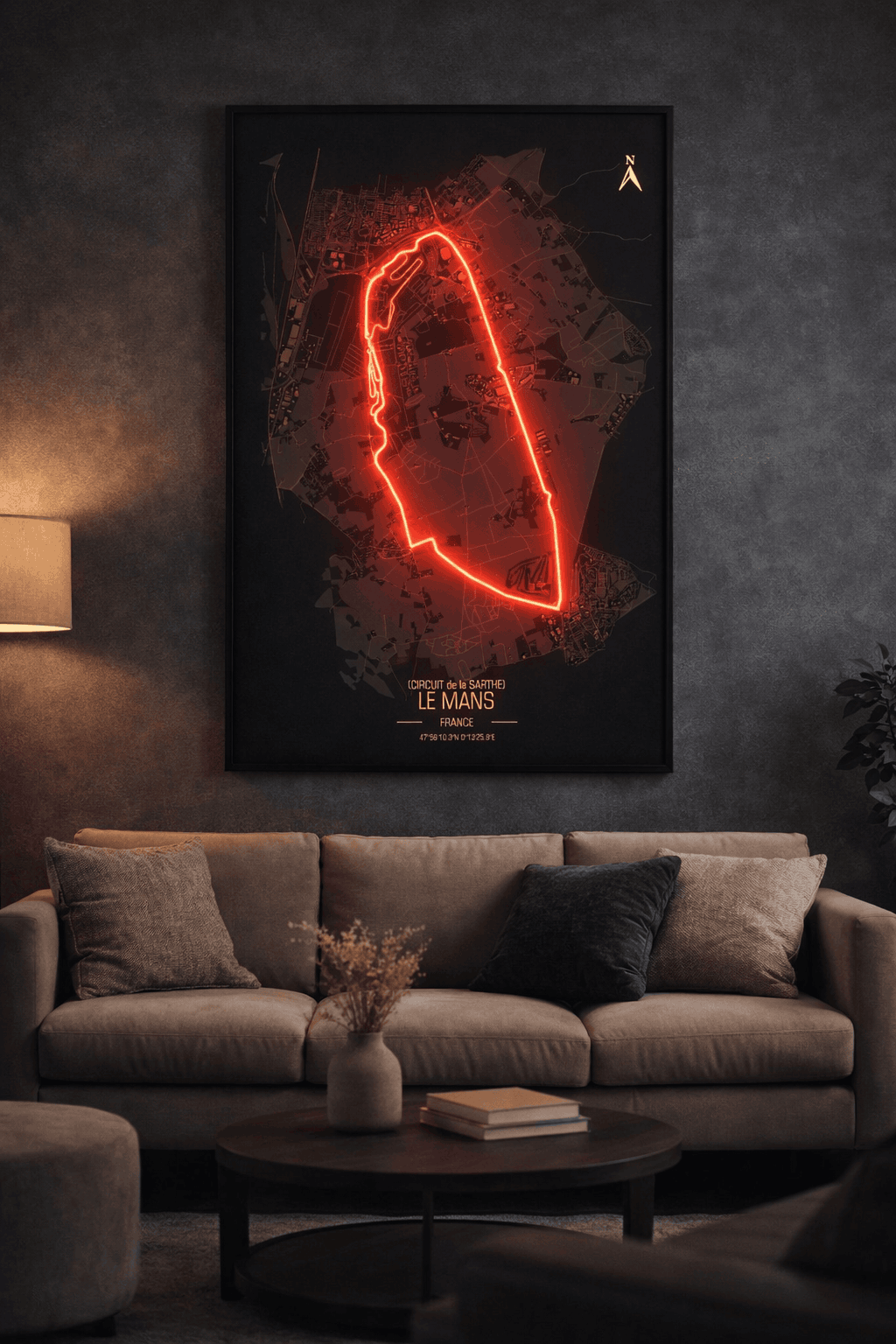 Le Mans F1  Circuit Wall Art – Iconic Endurance Racing Track LED Style Poster | Neon Signs India — Image 1