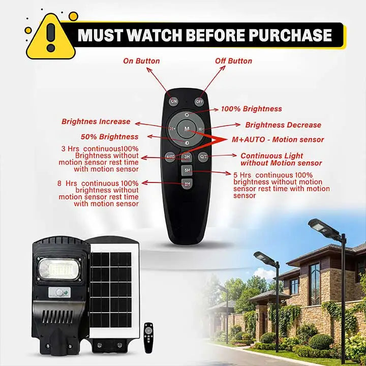 Solar Light For Street Outdoor Waterproof With Motion Sensor For Home, Village ( Remote, 50W )