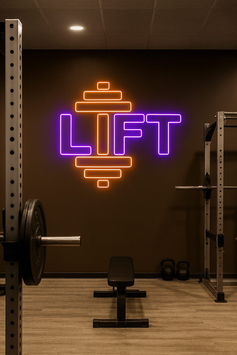 LIFT Dumbbell Neon Sign – Gym Wall LED Light | Fitness Room Decor Neonsignsindia