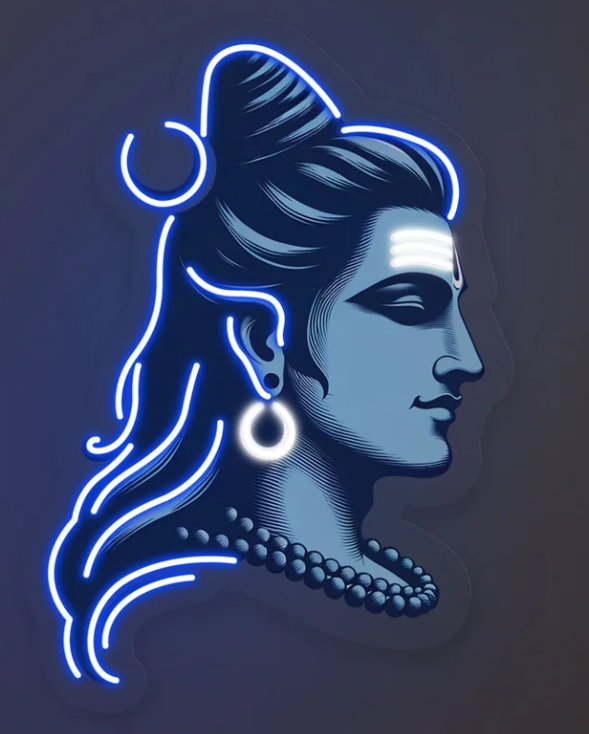 Lord Shiva Neon Wall Art – Serene Blue LED Spiritual Sign for Mandir & Home Décor Neonsignsindia