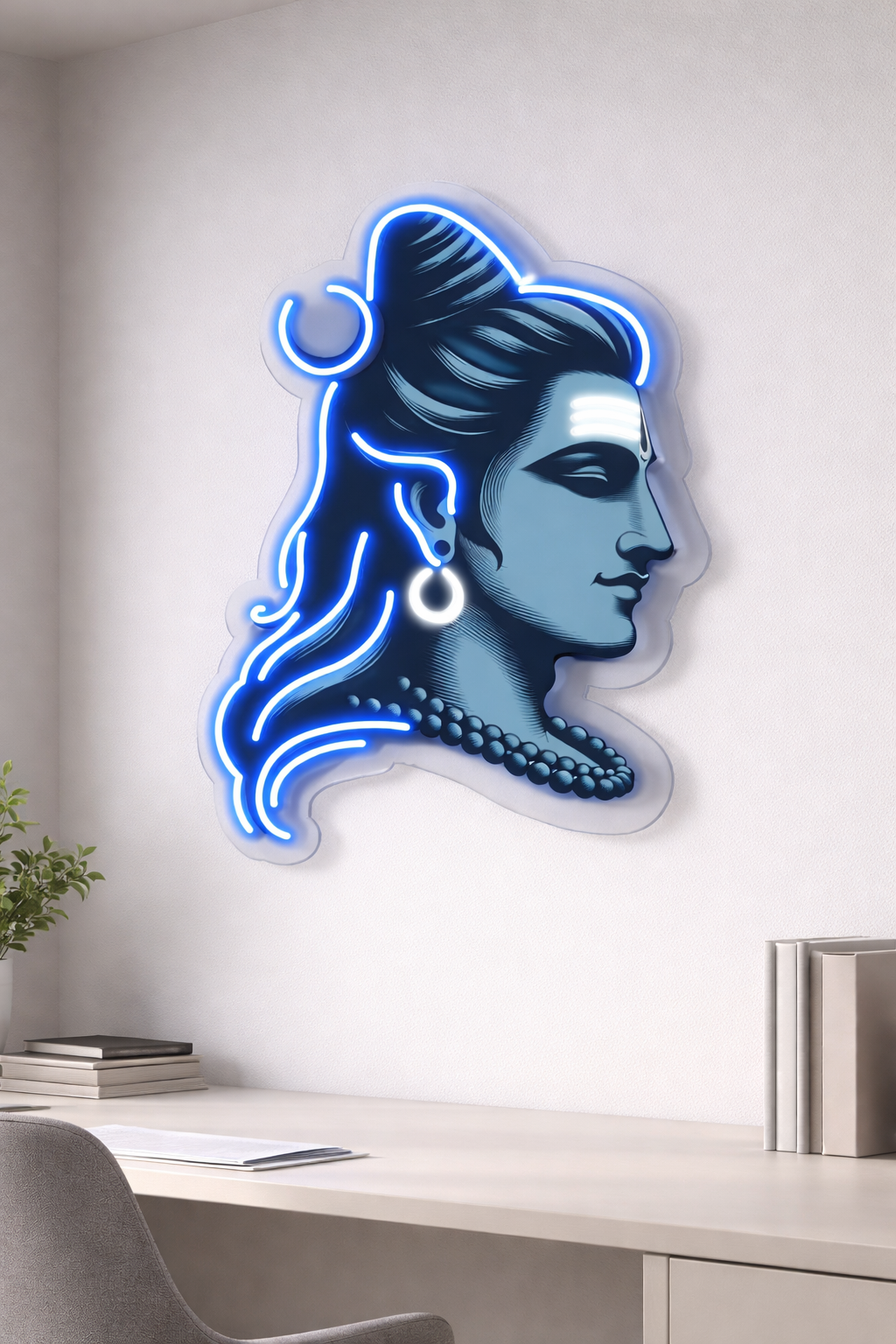 Lord Shiva Neon Wall Art – Serene Blue LED Spiritual Sign for Mandir & Home Décor Neonsignsindia