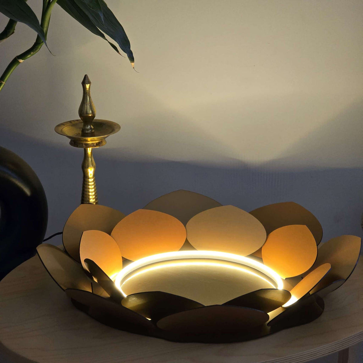 Lotus LED Decor Base for Idols & Festive Setup (Ganesh Chaturthi, Diwali, or home mandirs) Neonsignsindia