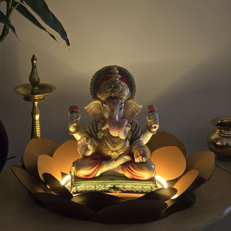Lotus LED Decor Base for Idols & Festive Setup (Ganesh Chaturthi, Diwali, or home mandirs) Neonsignsindia