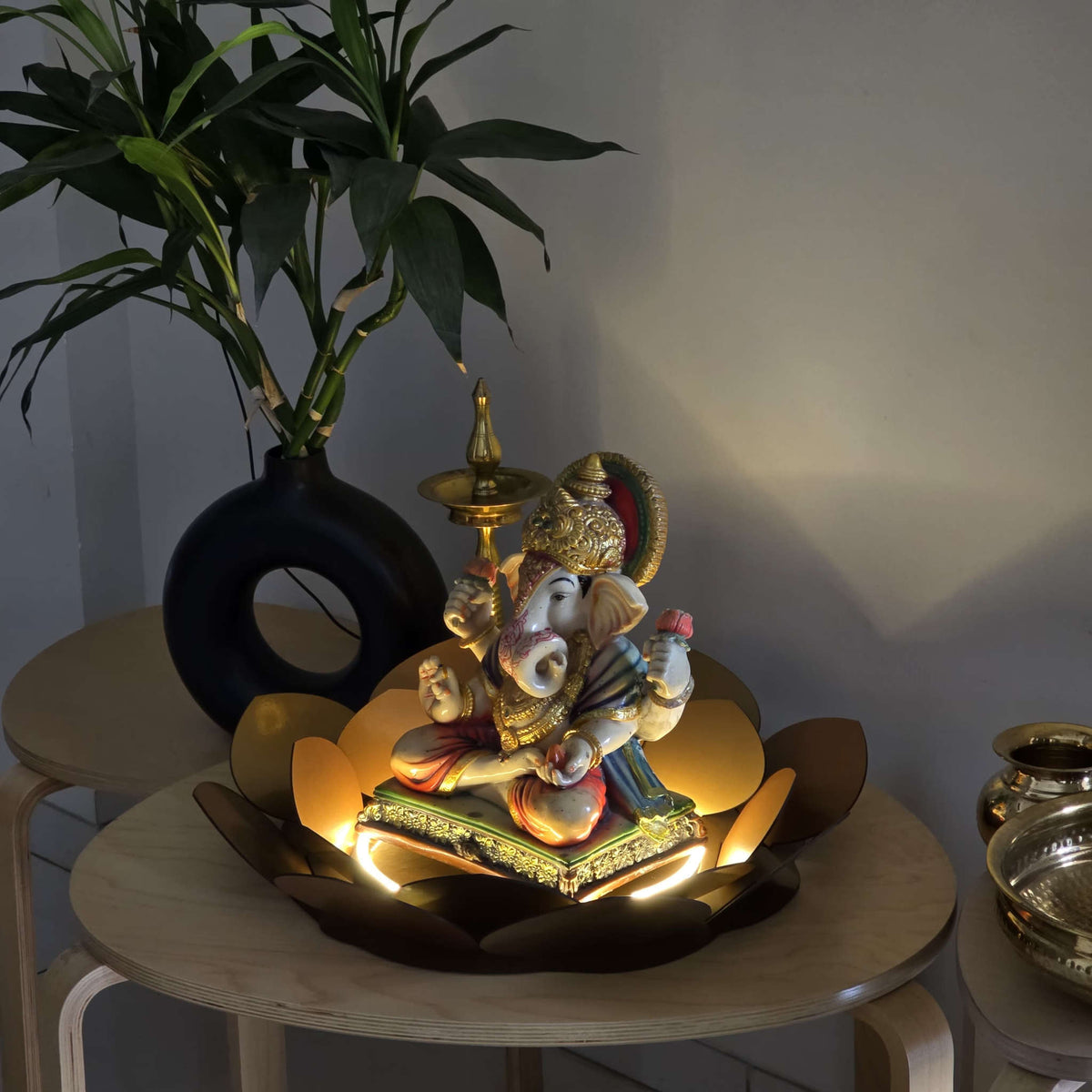 Lotus LED Decor Base for Idols & Festive Setup (Ganesh Chaturthi, Diwali, or home mandirs) Neonsignsindia