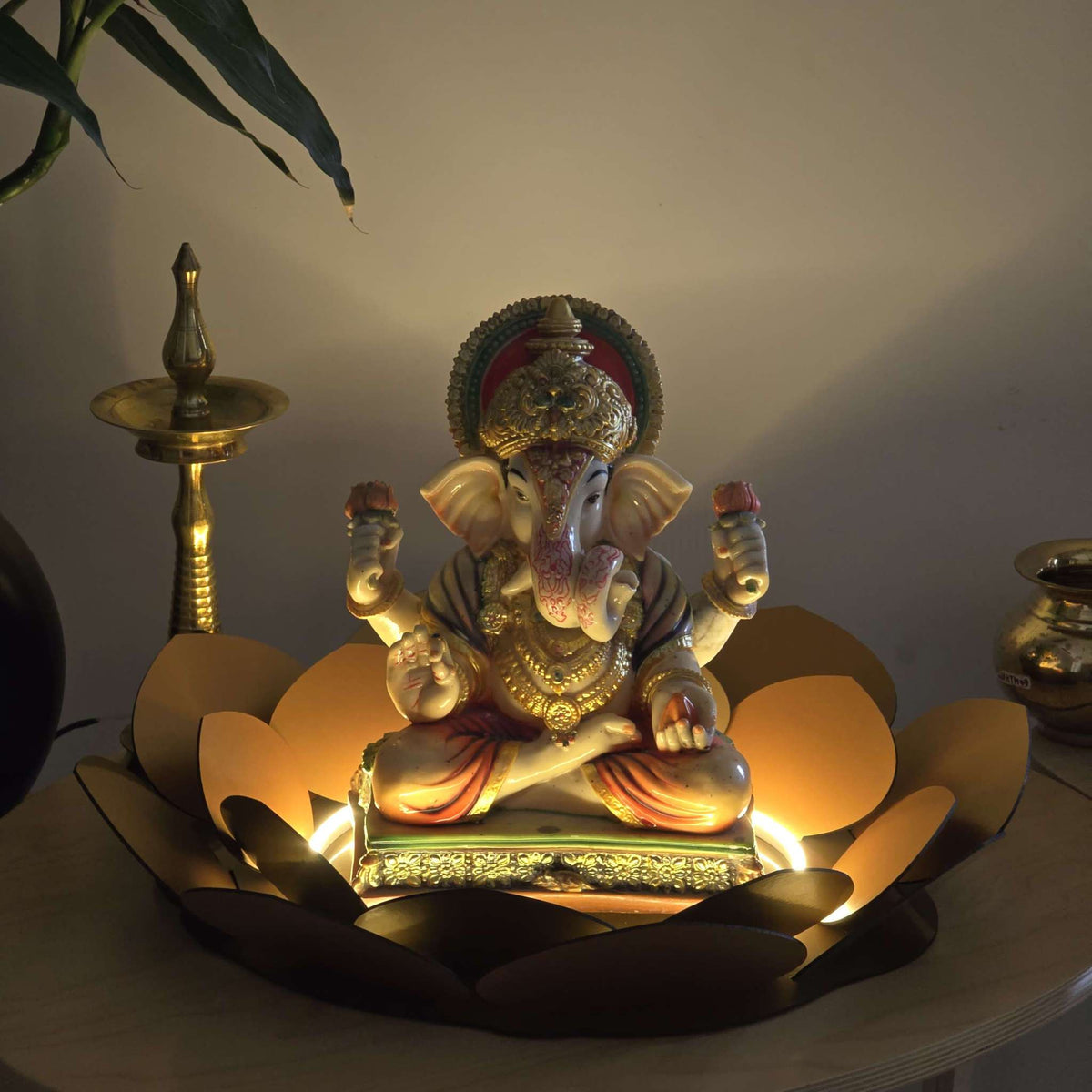 Lotus LED Decor Base for Idols & Festive Setup (Ganesh Chaturthi, Diwali, or home mandirs) Neonsignsindia
