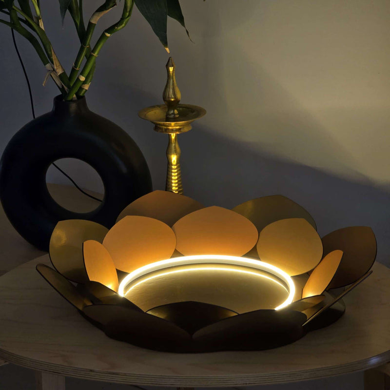 Lotus LED Decor Base for Idols & Festive Setup (Ganesh Chaturthi, Diwali, or home mandirs) Neonsignsindia