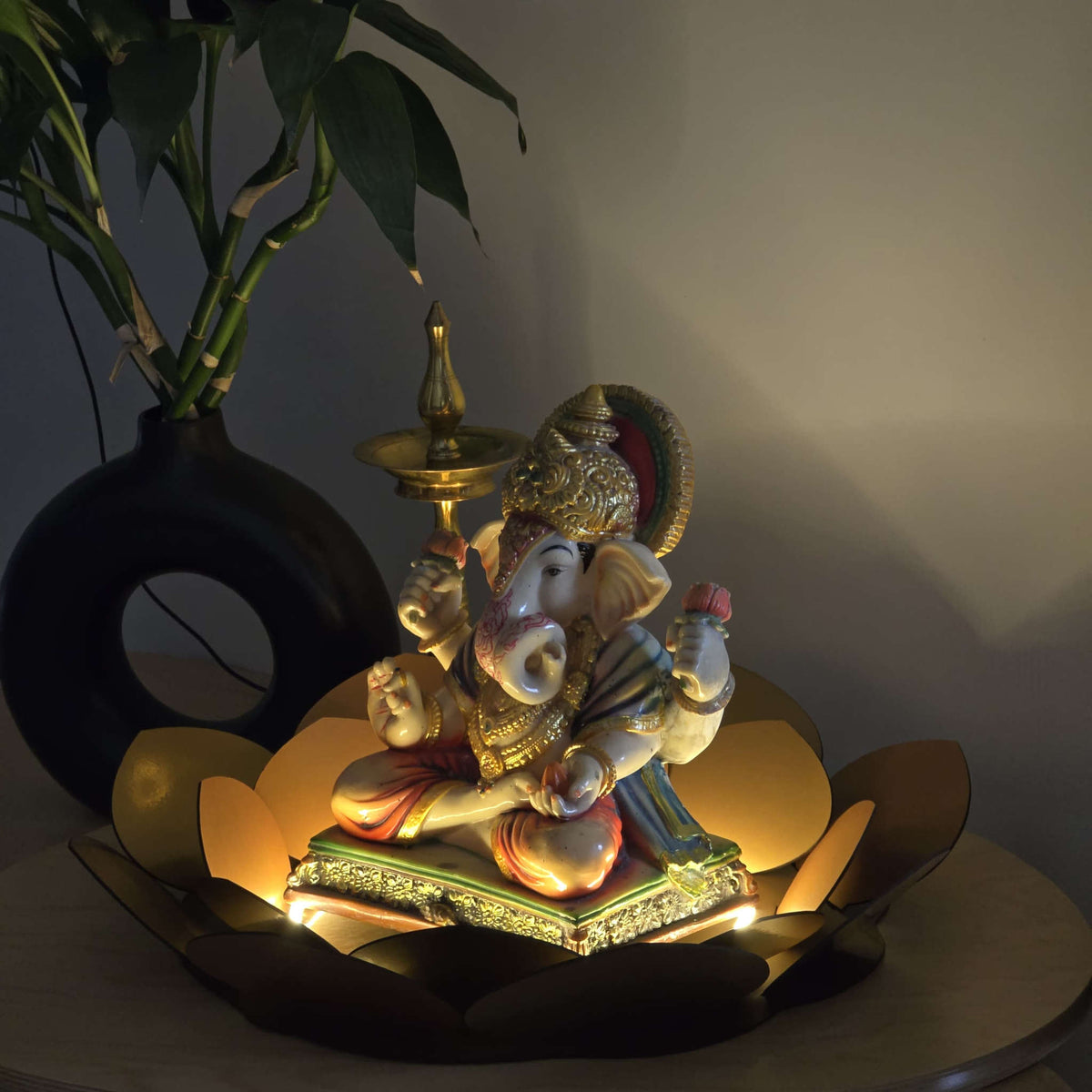 Lotus LED Decor Base for Idols & Festive Setup (Ganesh Chaturthi, Diwali, or home mandirs) Neonsignsindia