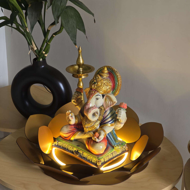 Lotus LED Decor Base for Idols & Festive Setup (Ganesh Chaturthi, Diwali, or home mandirs) Neonsignsindia