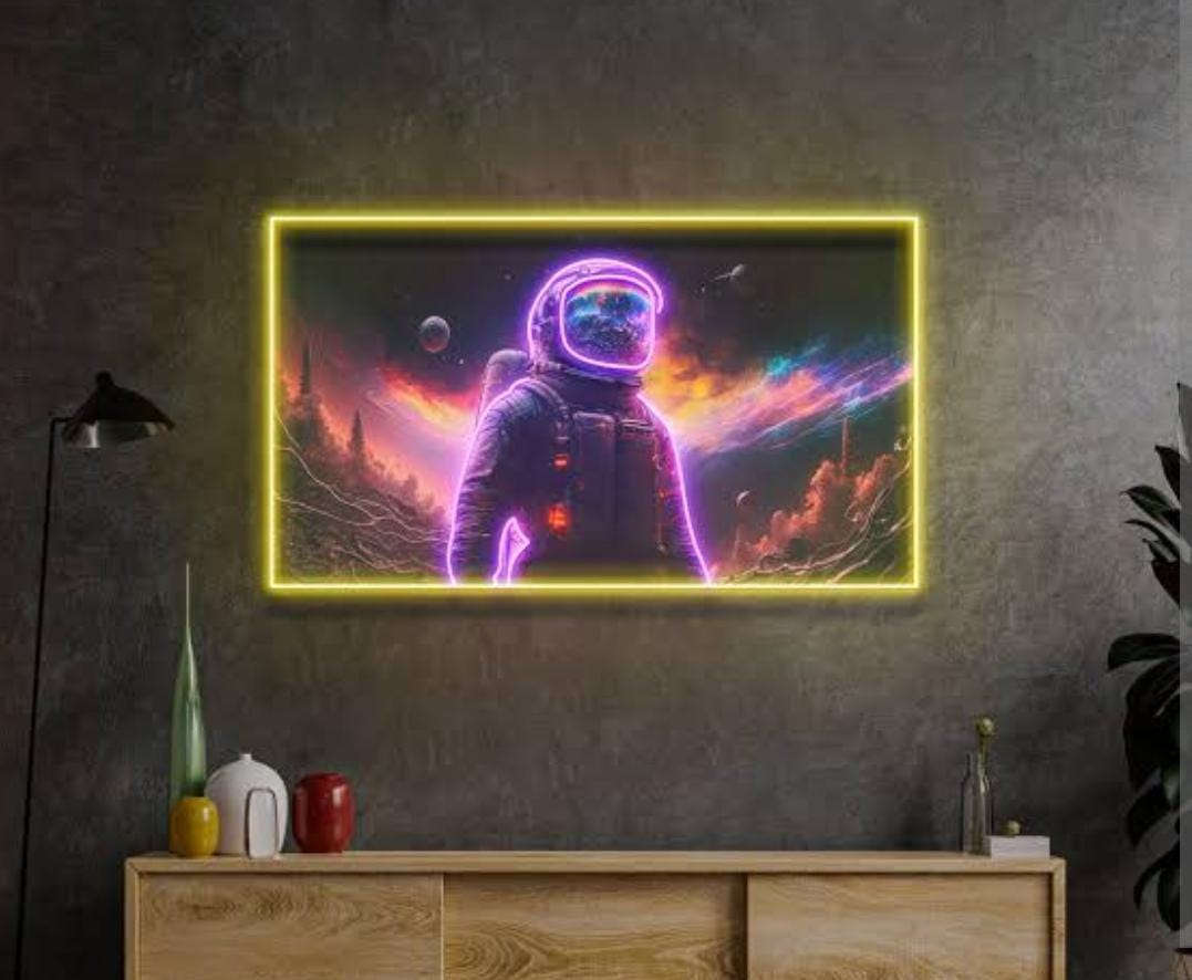 ? Lunar Explorer Astronaut Neon Sign rectangular (12*18 inches) Neonsignsindia