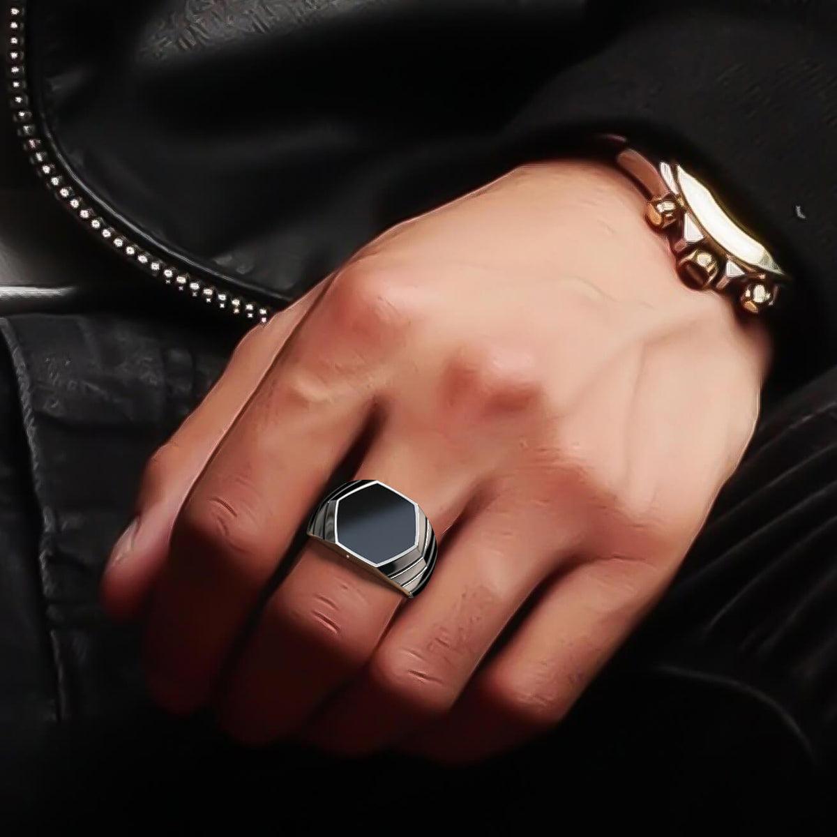 Magna Ring | 925 Sterling Silver, Natural Gemstone, Rhodium Plating & Glossy Finish