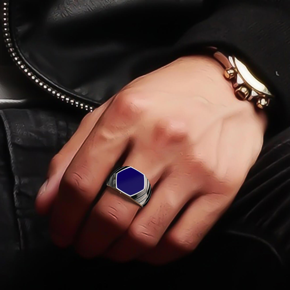 Magna Ring | 925 Sterling Silver, Natural Gemstone, Rhodium Plating & Glossy Finish