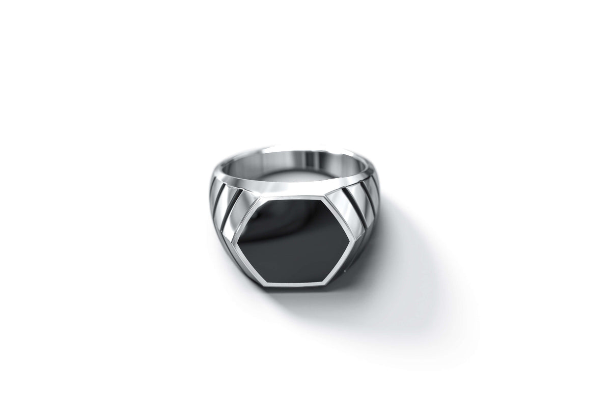 Magna Ring | 925 Sterling Silver, Natural Gemstone, Rhodium Plating & Glossy Finish