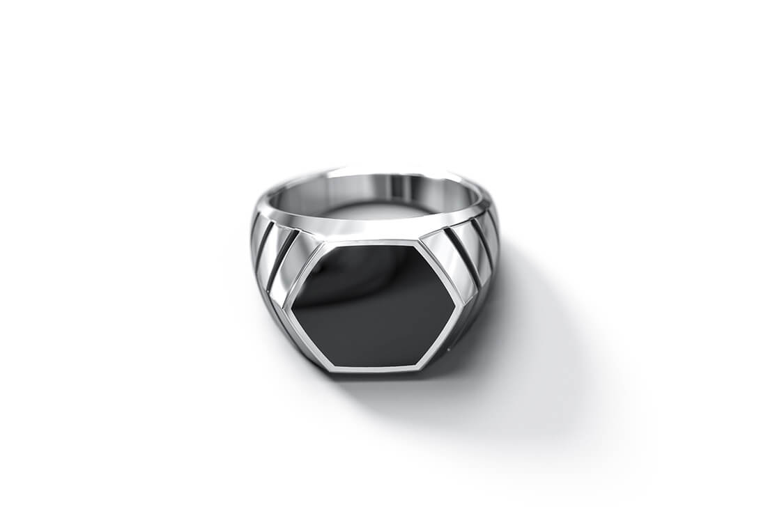 Magna Ring | 925 Sterling Silver, Natural Gemstone, Rhodium Plating & Glossy Finish