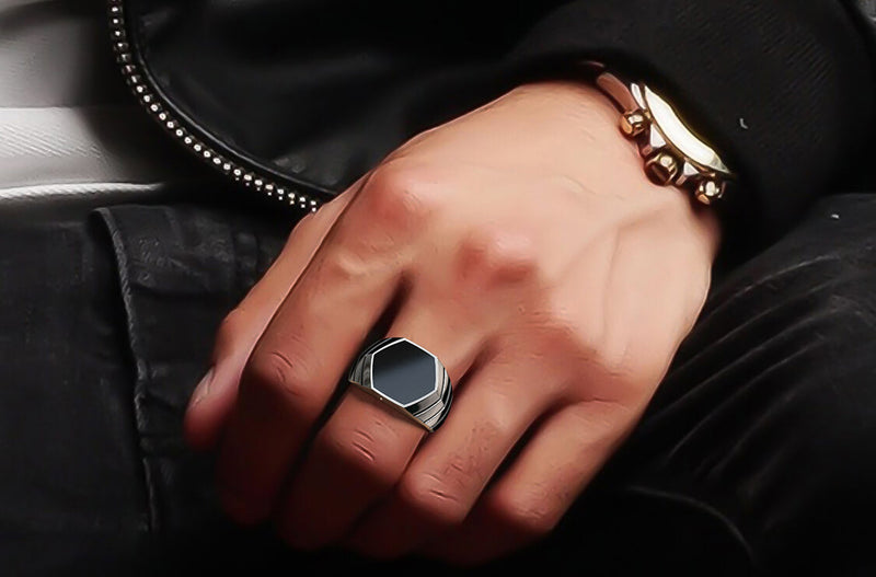Magna Ring | 925 Sterling Silver, Natural Gemstone, Rhodium Plating & Glossy Finish
