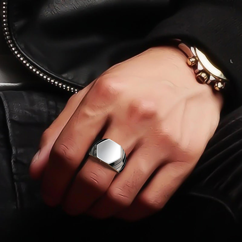 Magna Ring | 925 Sterling Silver, Natural Gemstone, Rhodium Plating & Glossy Finish