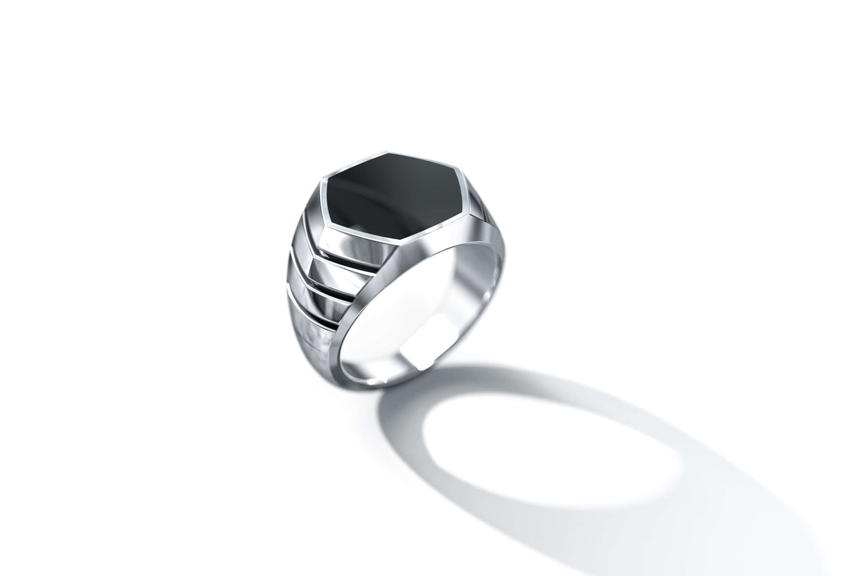 Magna Ring | 925 Sterling Silver, Natural Gemstone, Rhodium Plating & Glossy Finish