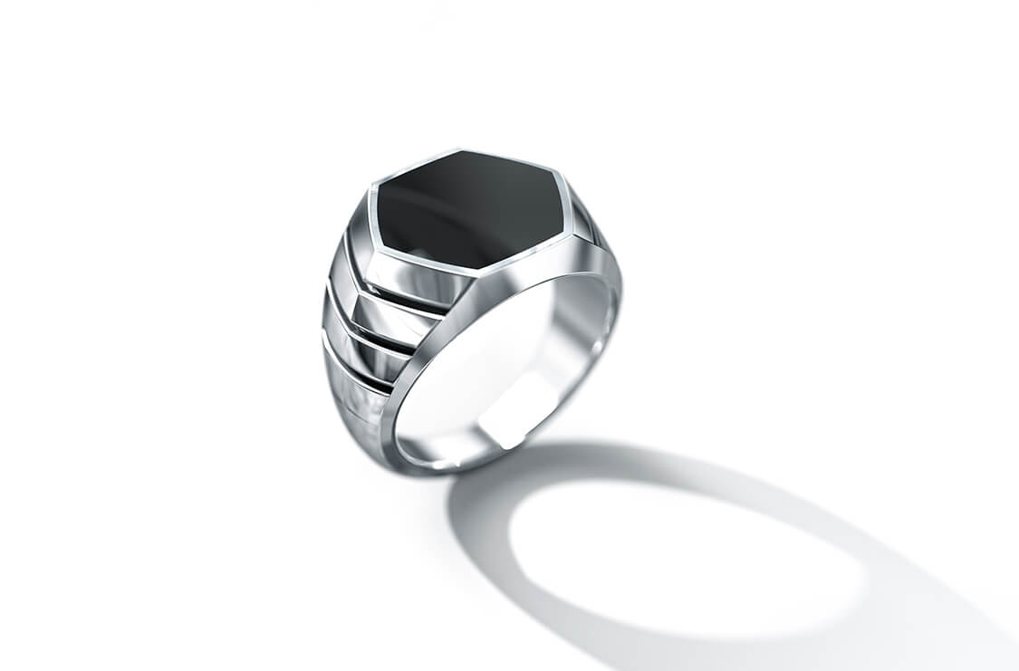 Magna Ring | 925 Sterling Silver, Natural Gemstone, Rhodium Plating & Glossy Finish