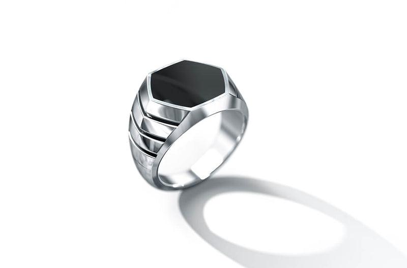 Magna Ring | 925 Sterling Silver, Natural Gemstone, Rhodium Plating & Glossy Finish