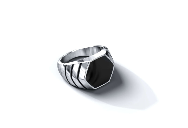 Magna Ring | 925 Sterling Silver, Natural Gemstone, Rhodium Plating & Glossy Finish