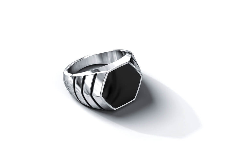 Magna Ring | 925 Sterling Silver, Natural Gemstone, Rhodium Plating & Glossy Finish