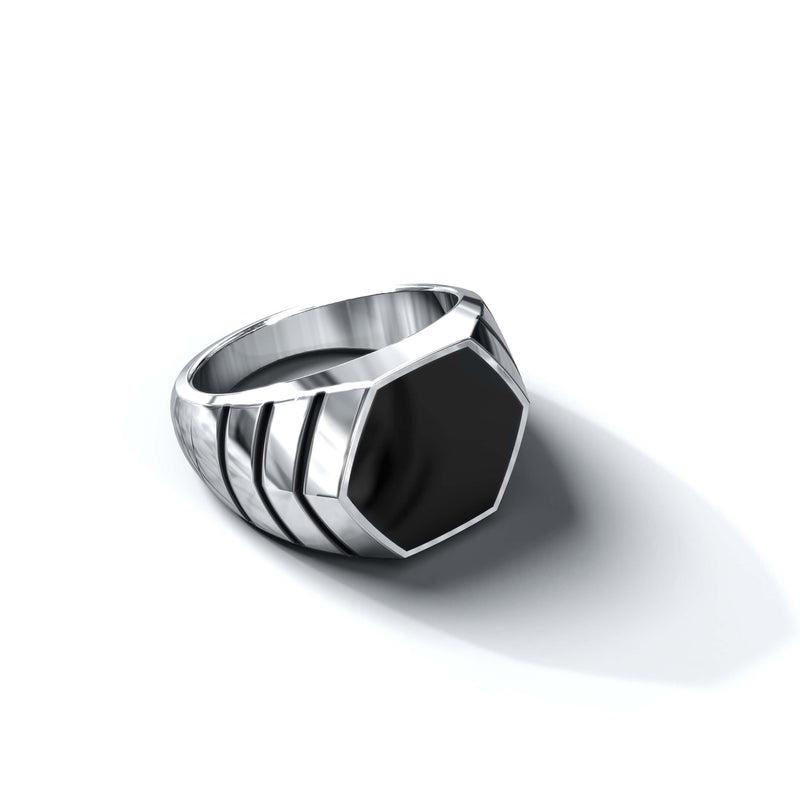 Magna Ring | 925 Sterling Silver, Natural Gemstone, Rhodium Plating & Glossy Finish