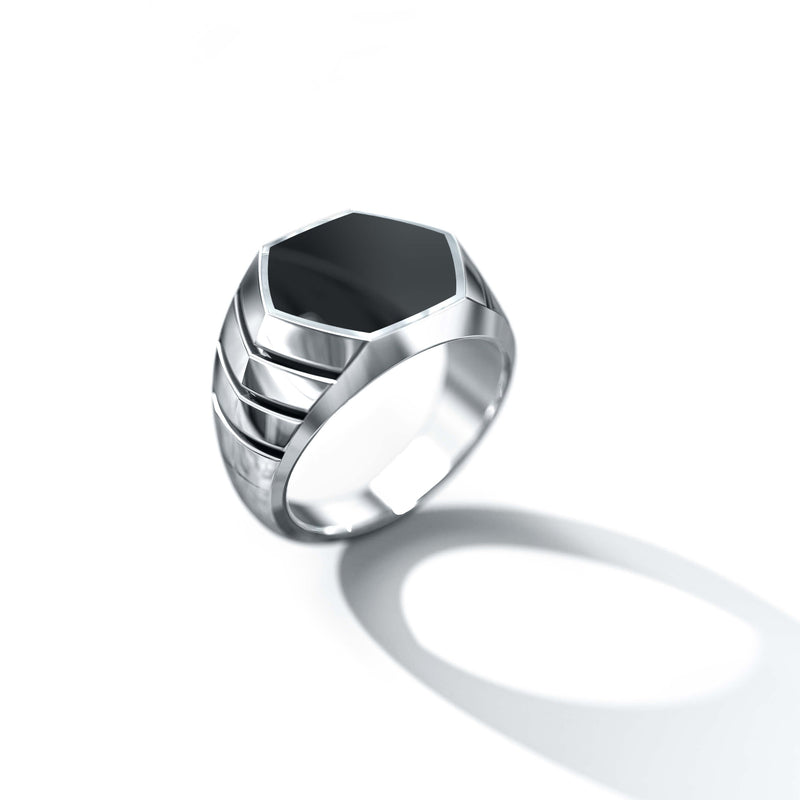 Magna Ring | 925 Sterling Silver, Natural Gemstone, Rhodium Plating & Glossy Finish