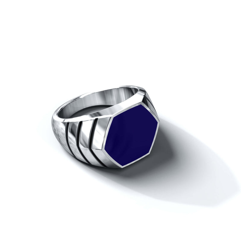 Magna Ring | 925 Sterling Silver, Natural Gemstone, Rhodium Plating & Glossy Finish