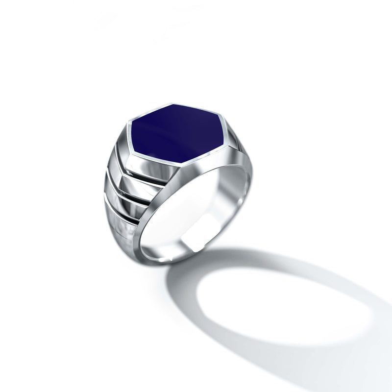Magna Ring | 925 Sterling Silver, Natural Gemstone, Rhodium Plating & Glossy Finish