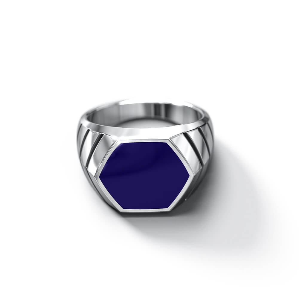 Magna Ring | 925 Sterling Silver, Natural Gemstone, Rhodium Plating & Glossy Finish