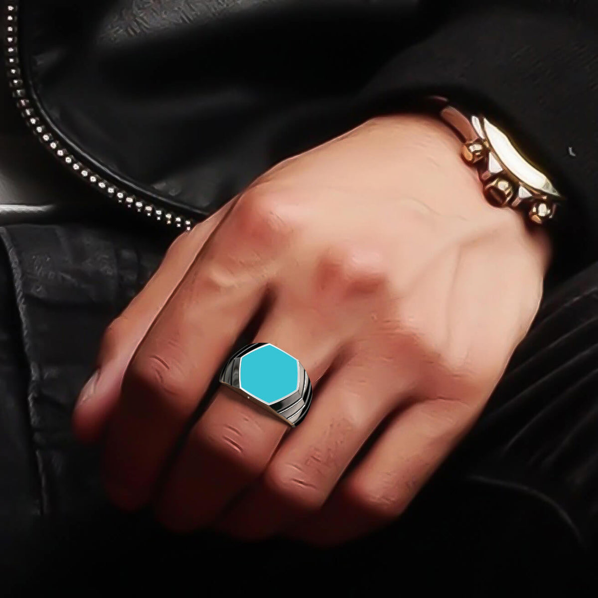 Magna Ring | 925 Sterling Silver, Natural Gemstone, Rhodium Plating & Glossy Finish