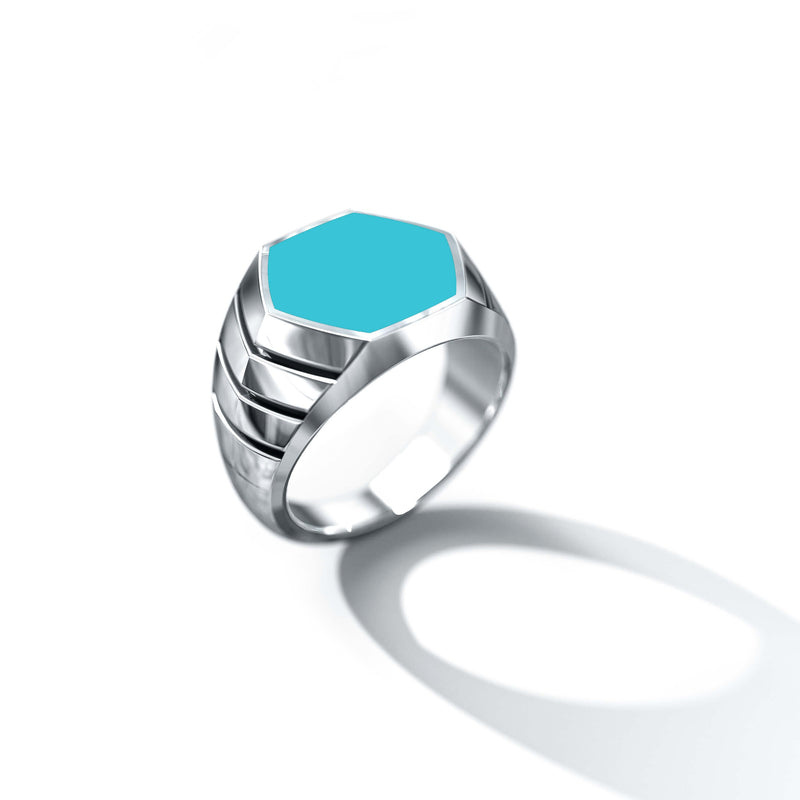 Magna Ring | 925 Sterling Silver, Natural Gemstone, Rhodium Plating & Glossy Finish
