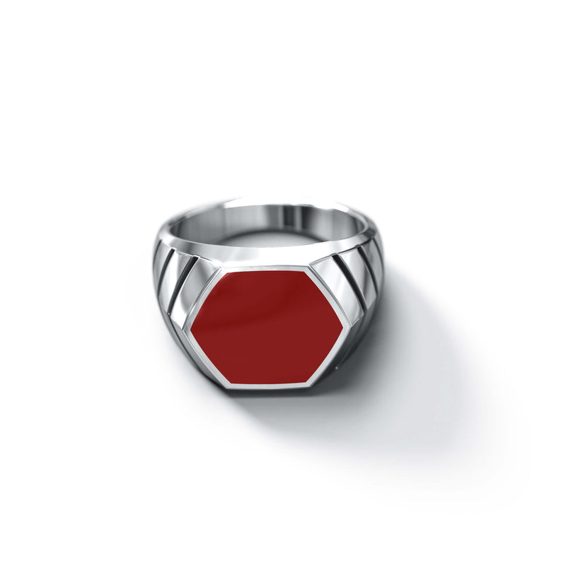 Magna Ring | 925 Sterling Silver, Natural Gemstone, Rhodium Plating & Glossy Finish