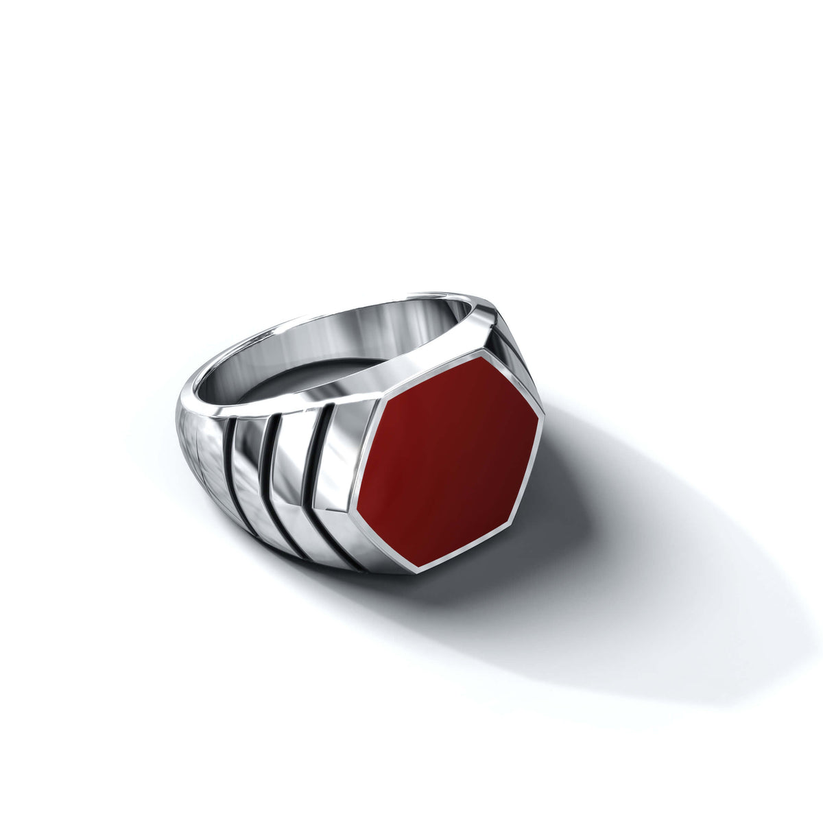 Magna Ring | 925 Sterling Silver, Natural Gemstone, Rhodium Plating & Glossy Finish