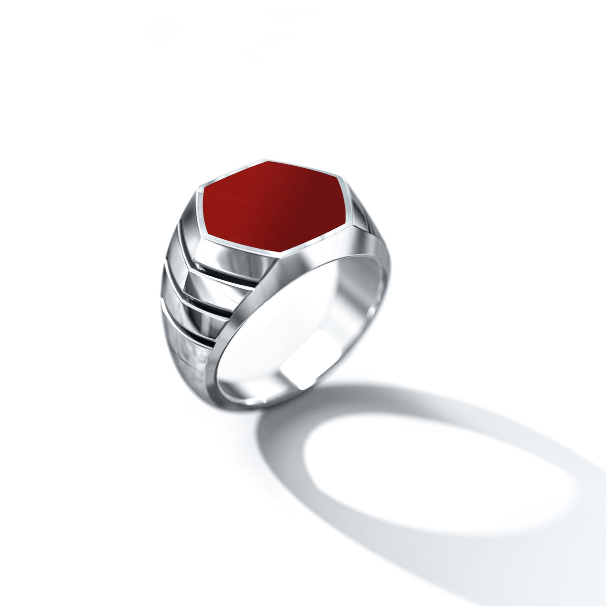Magna Ring | 925 Sterling Silver, Natural Gemstone, Rhodium Plating & Glossy Finish