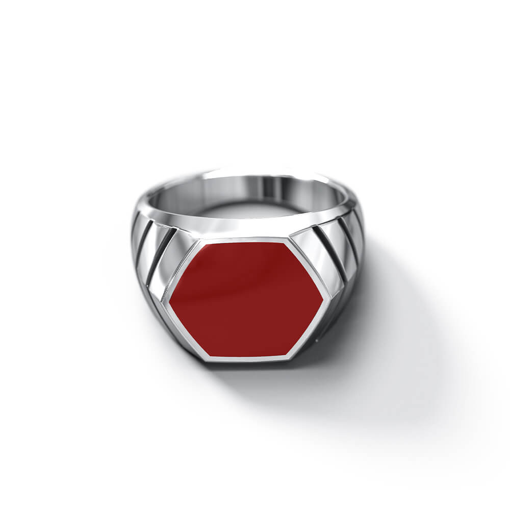 Magna Ring | 925 Sterling Silver, Natural Gemstone, Rhodium Plating & Glossy Finish