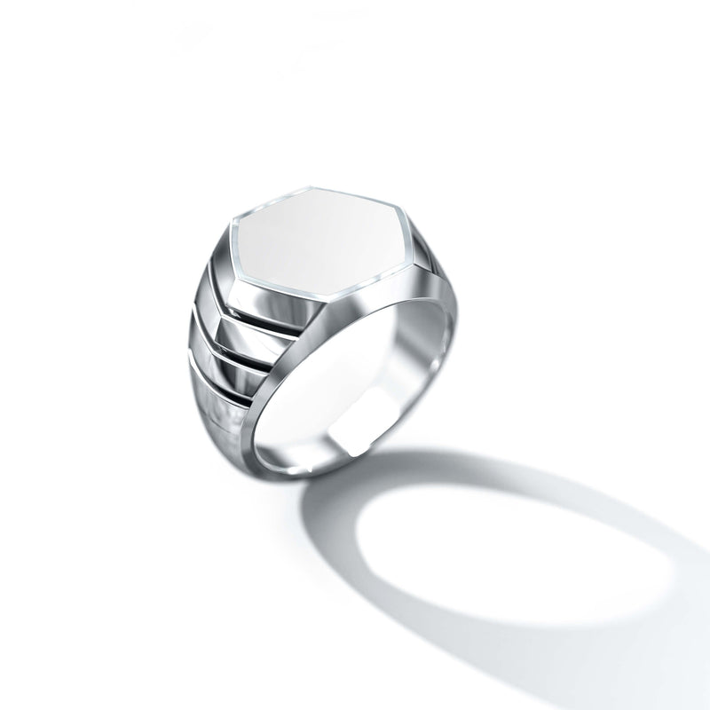 Magna Ring | 925 Sterling Silver, Natural Gemstone, Rhodium Plating & Glossy Finish