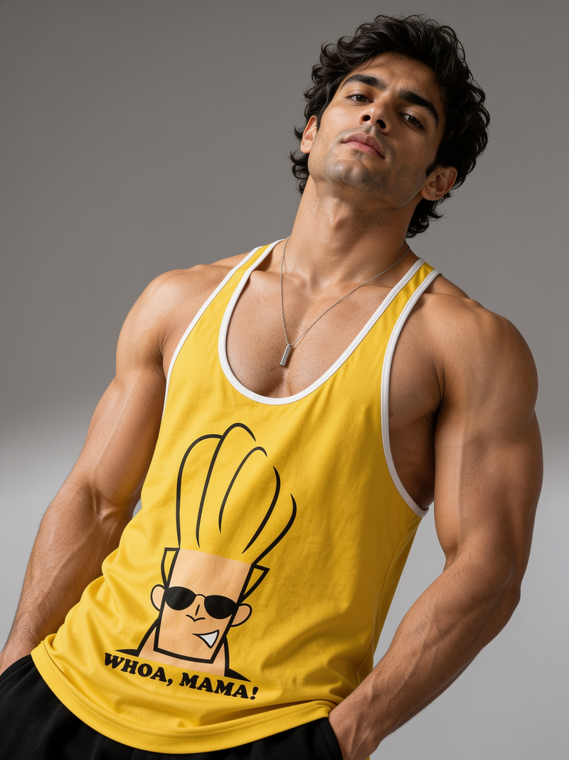 Yellow - T109 - Whao Mama - Gym Tank Top