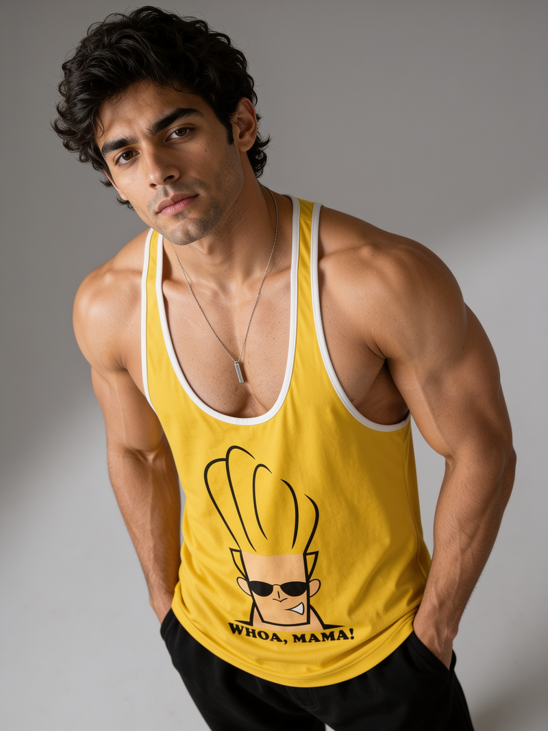 Yellow - T109 - Whao Mama - Gym Tank Top