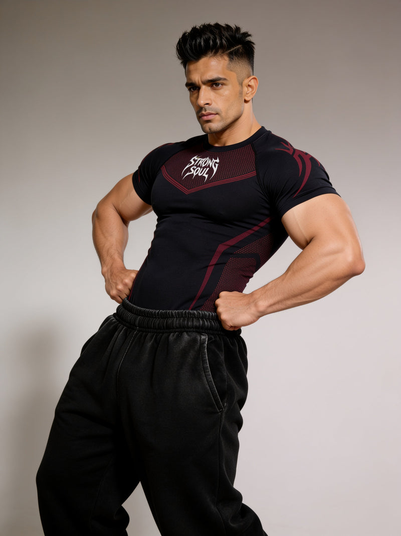 Black Red Warrior - Cotton Lycra Compression