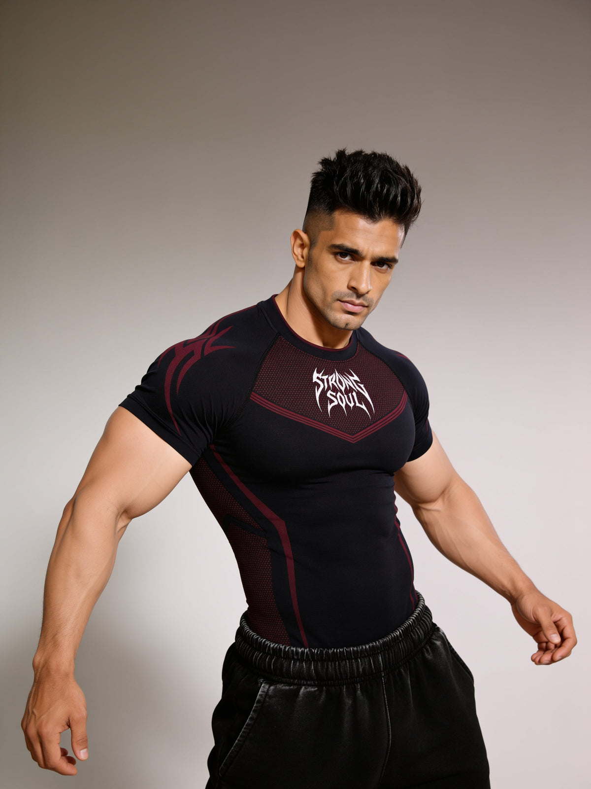 Black Red Warrior - Cotton Lycra Compression
