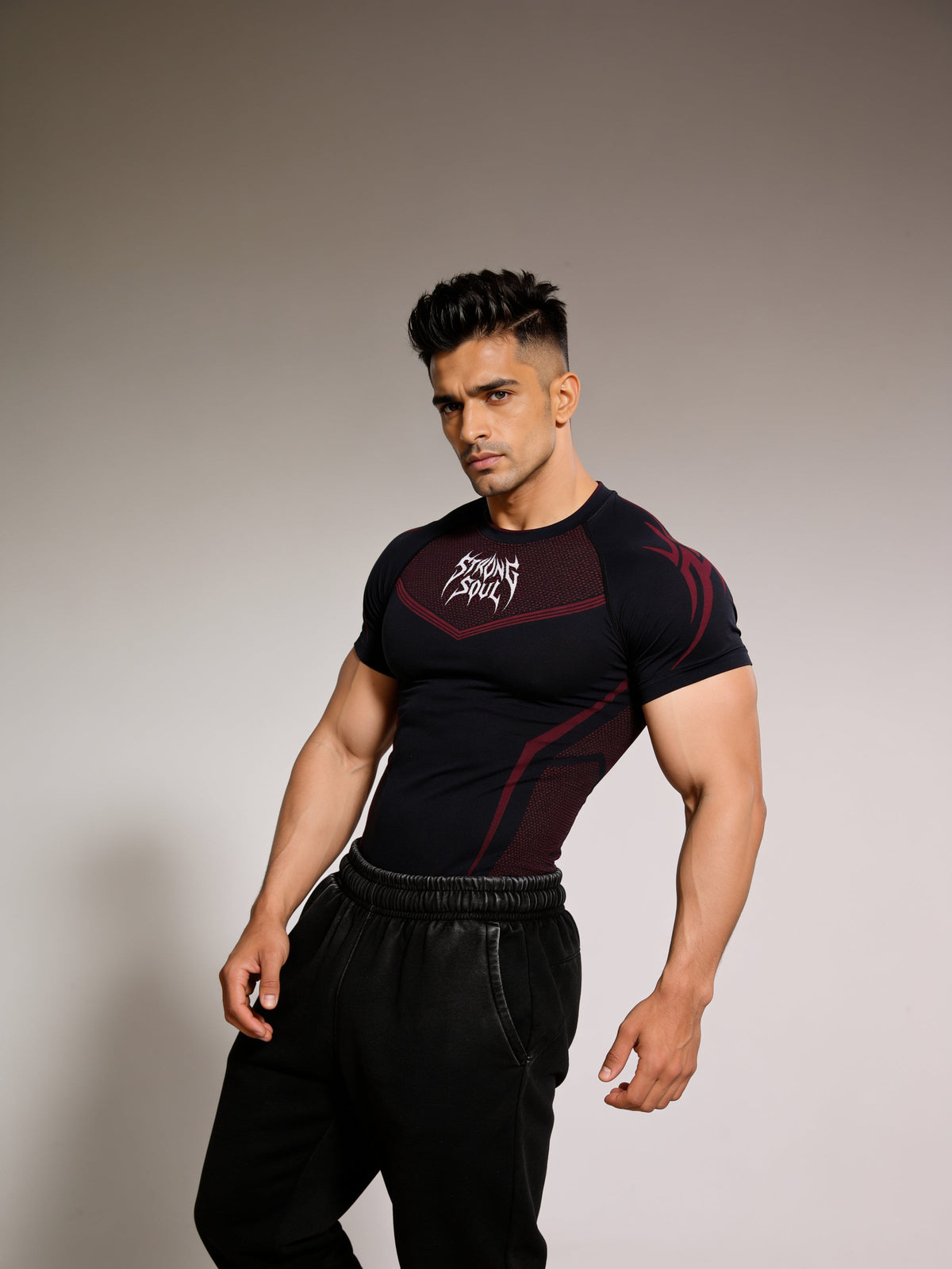 Black Red Warrior - Cotton Lycra Compression