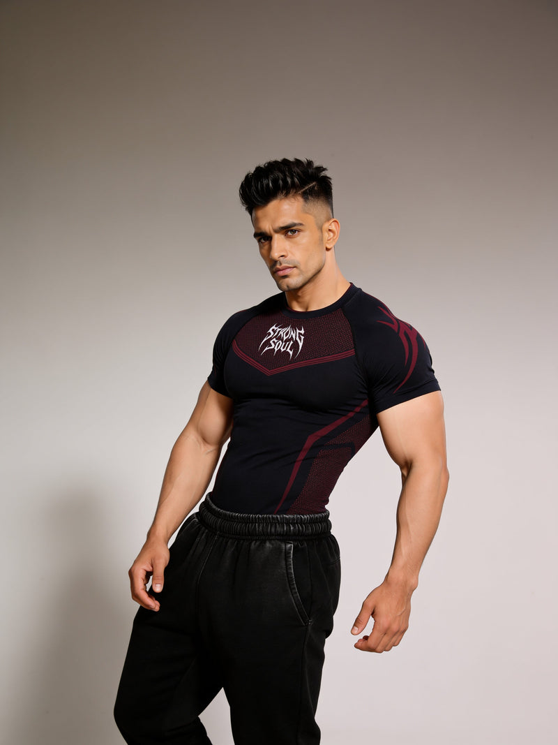 Black Red Warrior - Cotton Lycra Compression