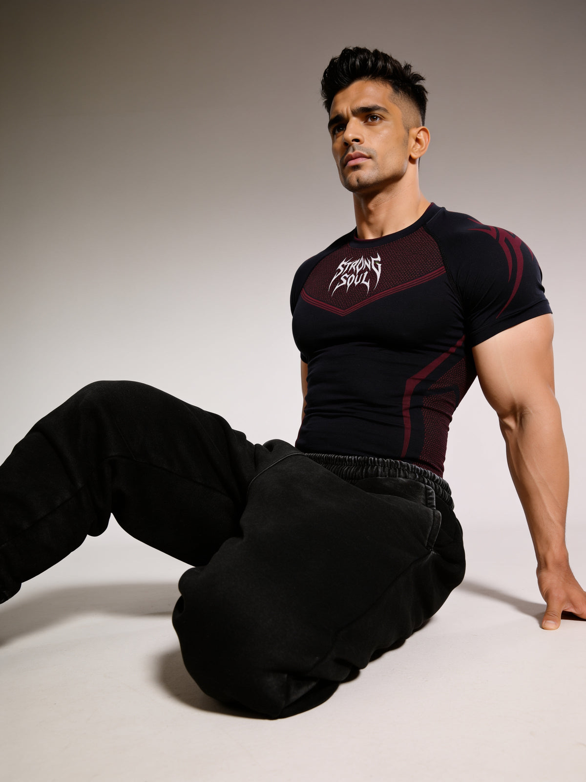 Black Red Warrior - Cotton Lycra Compression
