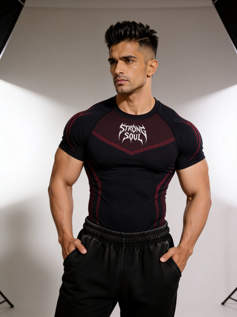 Black Red Warrior - Cotton Lycra Compression