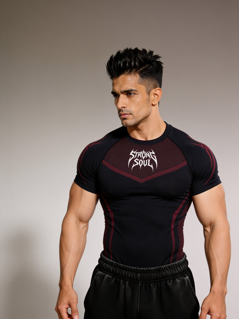 Black Red Warrior - Cotton Lycra Compression