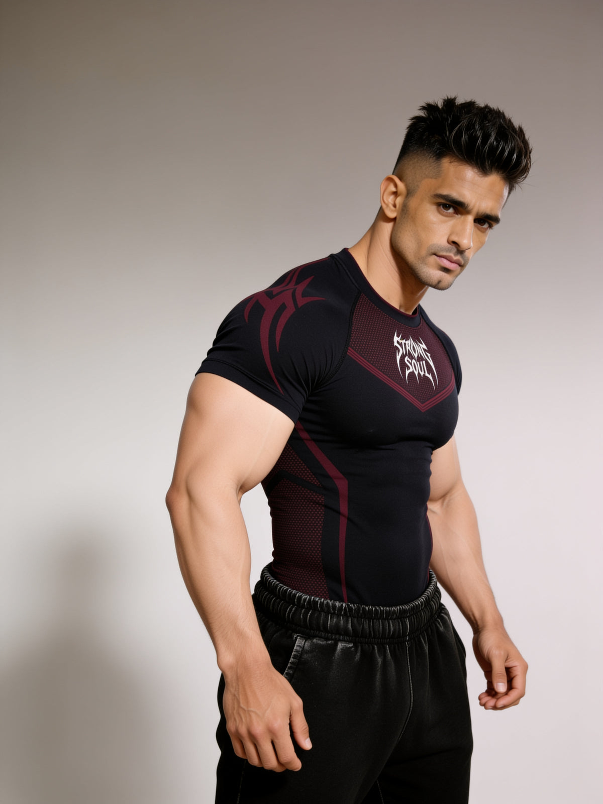 Black Red Warrior - Cotton Lycra Compression